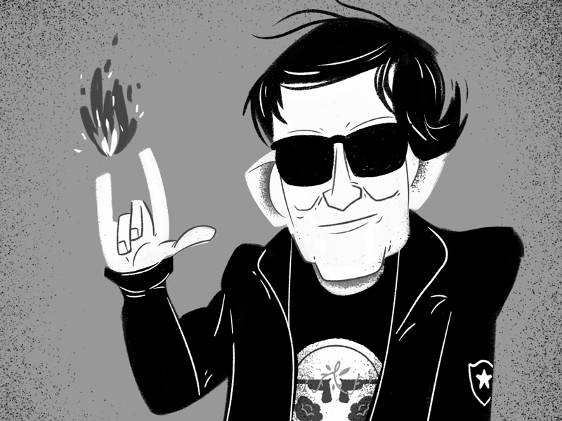 My Rock'N Roll Uncle cartoon classic rock illustration rock and roll