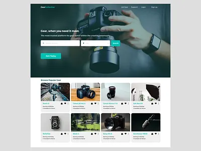 GearCollective adobexd camera canon collective design gear sony ui ui design ux design web web design webdesign