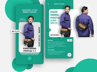 Eigerindo Store Bags and Packs UI Kit adobe android app app design figma invision invision studio ios app mobile app mobile ui sketch ui ui design uiux ux