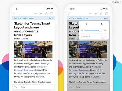 Email Reading Mode - Concept concept dark email ios light mode outlook reading ui
