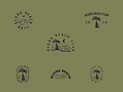 Aloha Beach Club doodles aloha beach hawaii local palm tree sand surf surfer surfing wave