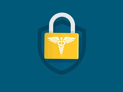HIPAA Lock-Down! brand dental dentist flat hipaa illustration illustrator lock logo mark media medical medtech security simple
