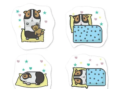 Guinea pig stickers illustration animal cartoons design guinea guinea pig icon set icons illustraion kids mascot pig pillow sticker stickers