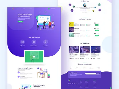 Digital Marketing Landing Page Light UI app crypto dashboard debut digital fashion hello homepage illustration ios landingpage marketing minimal mobile seo travel ui ux web website