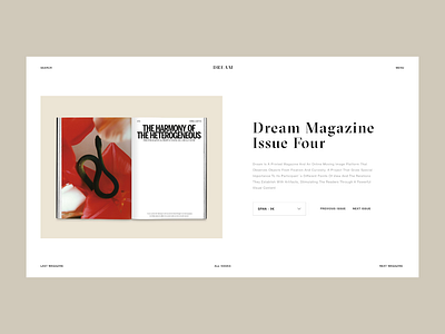 Dream Magazine Product Page abstraction animation art black dark design digital dream dribbble fashion lettering magazine minimalism sxtez typography ui uiux ux web website