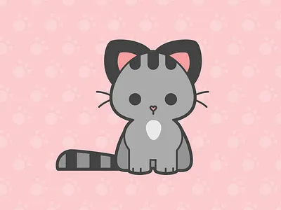 Kitten in Pink cat childrens illustration cute cute animals illustration kitten minimalistic simple vectorart