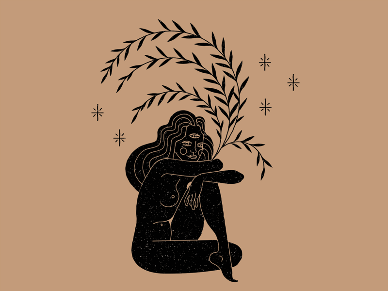 The Girl and the stars / Animation animated animation astrology body color design esoteric girl girl illustration icon illustration line lineal logo magic mystic nude vector woman