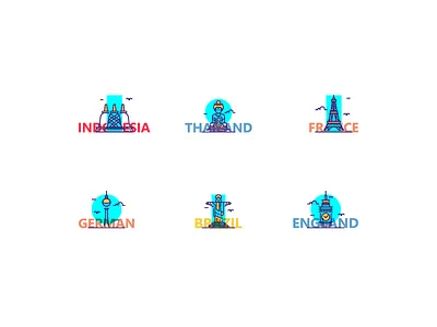 Iconic Landmark building icon icon design icon set iconic illustration landmark landscape