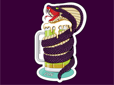 PDX IPA Cobra Sticker beer branding cobra design drawing illustration mug snakes ux vector venom