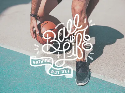 🏀Ball is Life badge banner basketball design hand hand lettering handlettering illustration jacksonville life type typography vector white