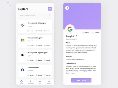 DailyUI 050 - Job listing adobe xd android app branding dailyui dailyui 050 design dribbble icon illustration interaction ios job app job listing typography ui ui ux design uidesign uidesignpatterns ux website