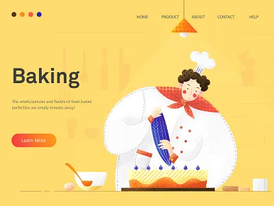 Baking baking cake cook design food girl illustration kitchen vector web work