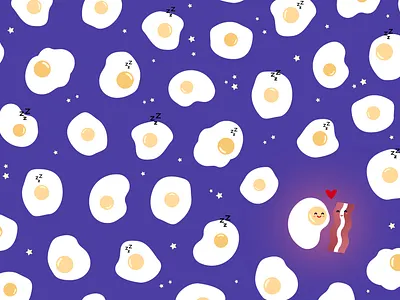 Love Glow. bacon couple dark egg eggs food heart illustration love love story lovers moonlight night pattern relationship stars vector