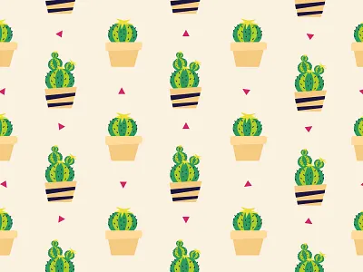 Cacti Pattern. cacti cactus green illustration nature pattern plants pottery vase vector