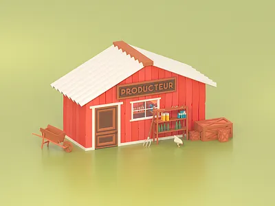 Farmer Store 3d 3dsmax architecture cartoon farm illustration isometric lowpoly lowpolyart minimalist shop store