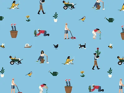 Garden times drawing garden gardening illustration packaging design pattern plant