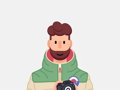 Winter Photographer adventure adventurer beard branding camera cartoon character character design drawing explore explorer flat icon illustration people person photographer vector illustration winter