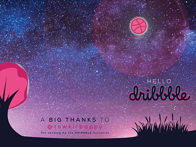 Hello_Dribbble_thank_you art creative creative design debut design dribbble dribbble invitation first first design first shot hello dribble illustration moonlit night thank you thanks