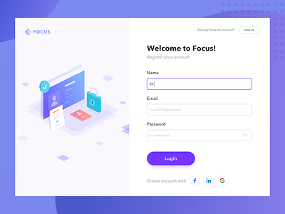 Sign Up illustration login page sign up ui