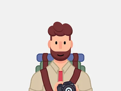 Adventurer Photographer adventure adventurer beard branding camera cartoon character character design drawing explorer explorers flat icon illustration people person photographer vector illustration