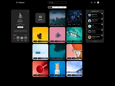 My Profile Instagram WEB REDESIGN dark mode design flat instagram mode profile ui ux web