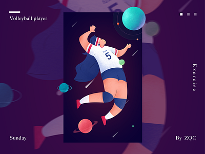 Volleyball player design flat illustration ui web
