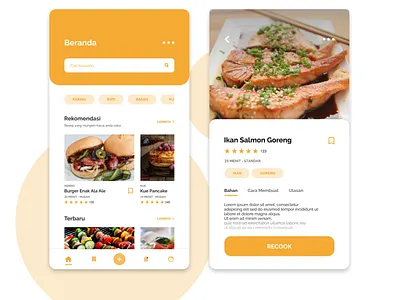 Food Recipes App app design flat food mobile mobile app mobile app design recipes simple ui ui ux ui ux design uidesign uiinspiration uiinspirations ux ux ui ux design yellow