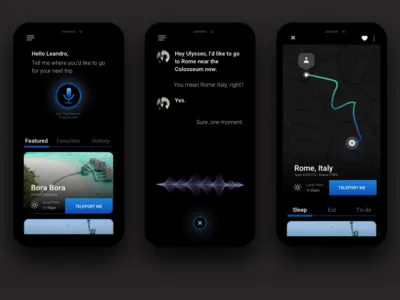 Teleport app app design ios ios app siri teleport teleportation ulysses vocal voice assistant