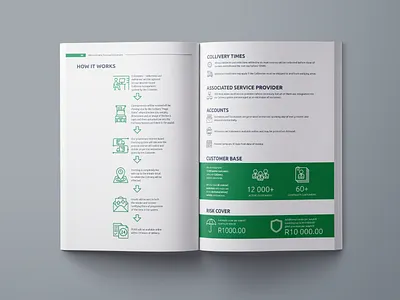 MDS Collivery Proposal Document Inner Page 8-9 brochure collection collivery courier delivery icon icons infographic information layout line linear linear icons monoline print proposal services showcase statistics text