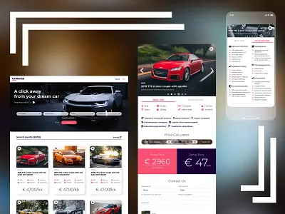CarRental adobe xd car car rental illustrator layout layoutdesign photoshop rental app renting responsive ui uidesign ux uxdesign vehicle web application design web design