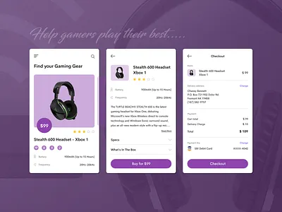 Gaming Gear App cart design dribble flatdesign gamer headset minimalist mobile mobile ui stealth600 uitrends ux ui