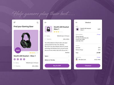 Gaming Gear App cart design dribble flatdesign gamer headset minimalist mobile mobile ui stealth600 uitrends ux ui