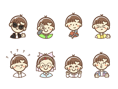 Emoji-feng book boy character character design cute emoji happy hello icon kid kiss noise sing smile