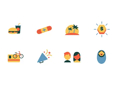 Employee Perks Icon Set employee benefits iconography icons illustration perks