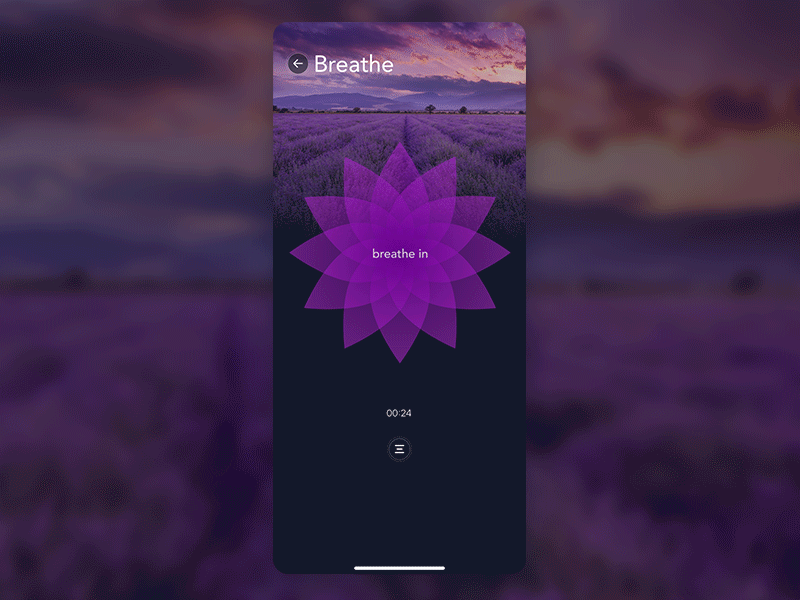 Breathe Flower widget for the Relax App adesign award aftereffects animation breathe calm json mobile animation mobile app music app relax app relaxing sounds zen