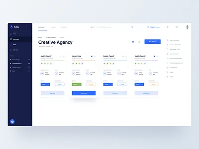 Buddy Playoff :: #1 :: Pipelines Design buddy card clean clean dashboard dashboard dashboard ui grid minimal playoff product product design sidebar tool tranmautritam ui design ui kit user interface web design web layout website design