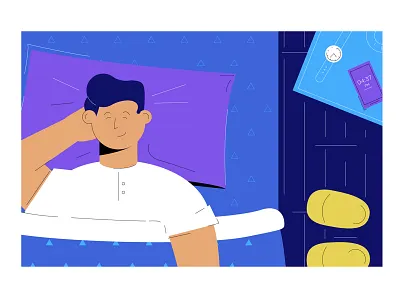 How To Stop Nightmares From Destroying Your Sleep 2d animation alarm bed bedroom character characters clock dream explainer explainer video illustration illustrations morning night nightmare nightmares sleep ufo wake up wakeup
