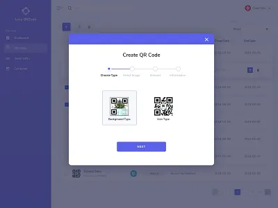 QR Code Generator - Choose Style application application ui blue dialog modal progress pruple qrcode saas