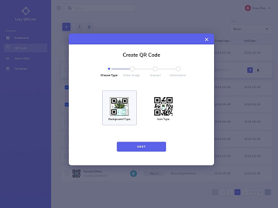 QR Code Generator - Choose Style application application ui blue dialog modal progress pruple qrcode saas