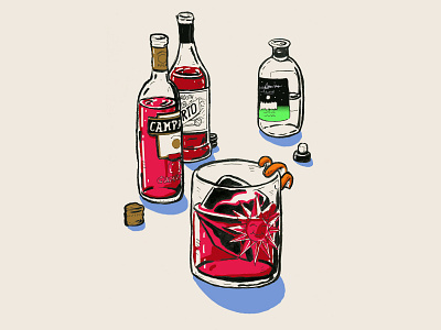 Negroni Cocktail Illustration cocktail cocktail illustration gin illustration negroni