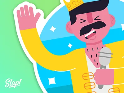 The Leader of Queen | Freddie Mercury art artwork character colorful design doodle drawing exploration fun icon illustration illustrator inktober pride pride month slaptastick stickers subscription typography vector