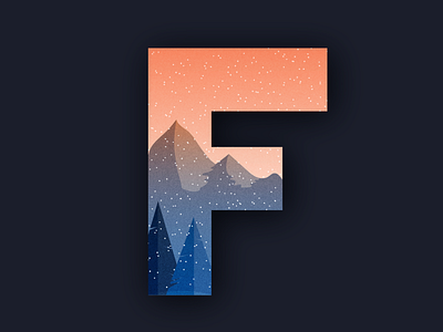 F 36daysoftype 36daysoftype f 36daysoftype06 coniferous design evergreen frost frozen illustration letter letter f lettering letters mountain mountains snow trees type typogaphy winter
