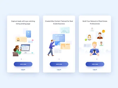 Onboarding for Real Estate Social App app design illustration onboarding ui