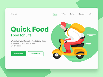 Quick Food adobe illustrator character delivery delivery service food food delivery foodie graphic design illustration illustrator landing page product design scooter ui ui design user interface visual design web web design website