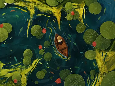 Lotus Lake dark design illustration innn lotus paint