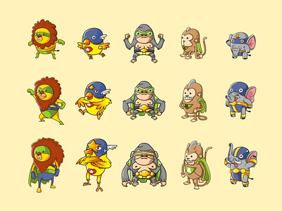 Animal Heroes animal cute icon illustration line art simple vector