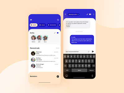 mobile Mail App call chat concept email email design gmail iranian mail material ui mobile ui reminders ui ui design user interface userinterface ux
