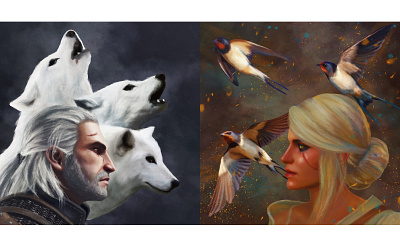 The Witcher 3 Wild Hunt Fan Art Geralt & Cirilla cirilla digital art digital drawing digital illustration digital painting fan art geralt illustration the witcher wild hunt witcher