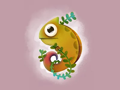 Nine Chameleon colors 36 days of type 9 animal chameleon cute day 35 design digital art elena greta illustration ipad pro art ivy nine plant procreate reptile tangled type typography
