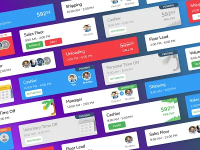 Schedule Card Designs app card clean color date design interface management app mobile schedule shift work